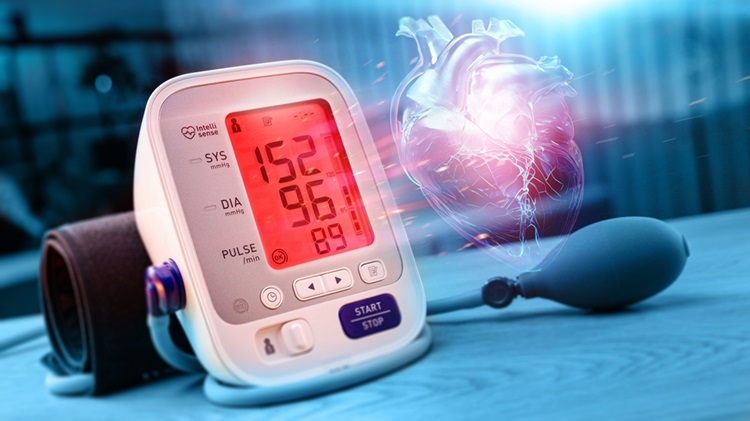 Illustration depicting the effects of high blood pressure on the body